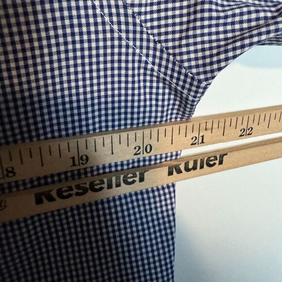 Suitsupply Shirt Mens Medium Tall 15.5 Blue Plaid Traveler Cotton Long Sleeve - Picture 8 of 11